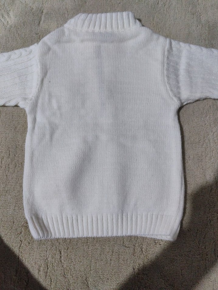 Kız Çocuk Beyaz Triko Fermuarlı Hırka - Görsel 5