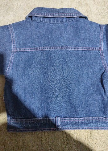 Nakışlı Düğmeli Mavi Kız Kot Ceket - Görsel 3