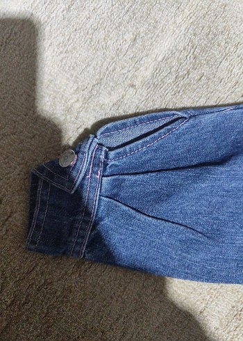 Nakışlı Düğmeli Mavi Kız Kot Ceket - Görsel 5