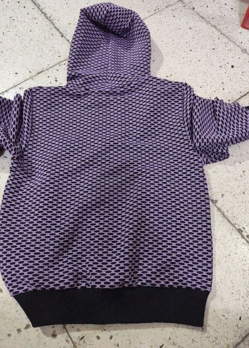 Mor Kapüşonlu Fermuarlı Kız Çocuk Ceketi - Görsel 3