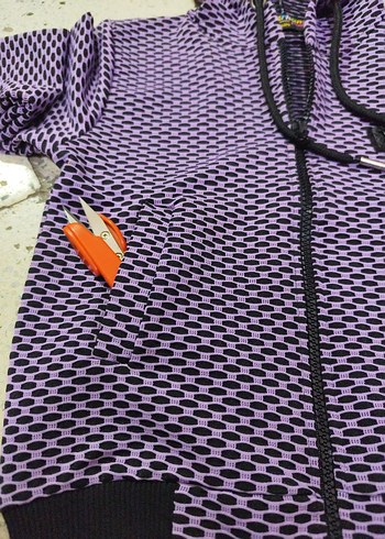 Mor Kapüşonlu Fermuarlı Kız Çocuk Ceketi - Görsel 4