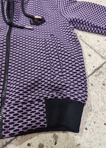 Mor Kapüşonlu Fermuarlı Kız Çocuk Ceketi - Görsel 5