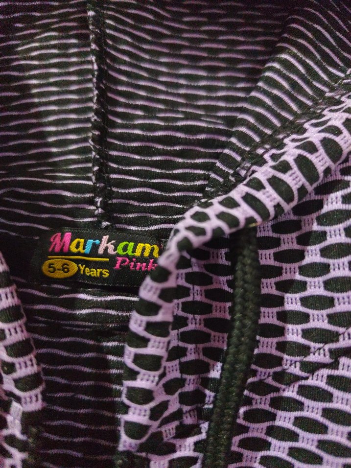 Mor Kapüşonlu Fermuarlı Kız Çocuk Ceketi - Görsel 2