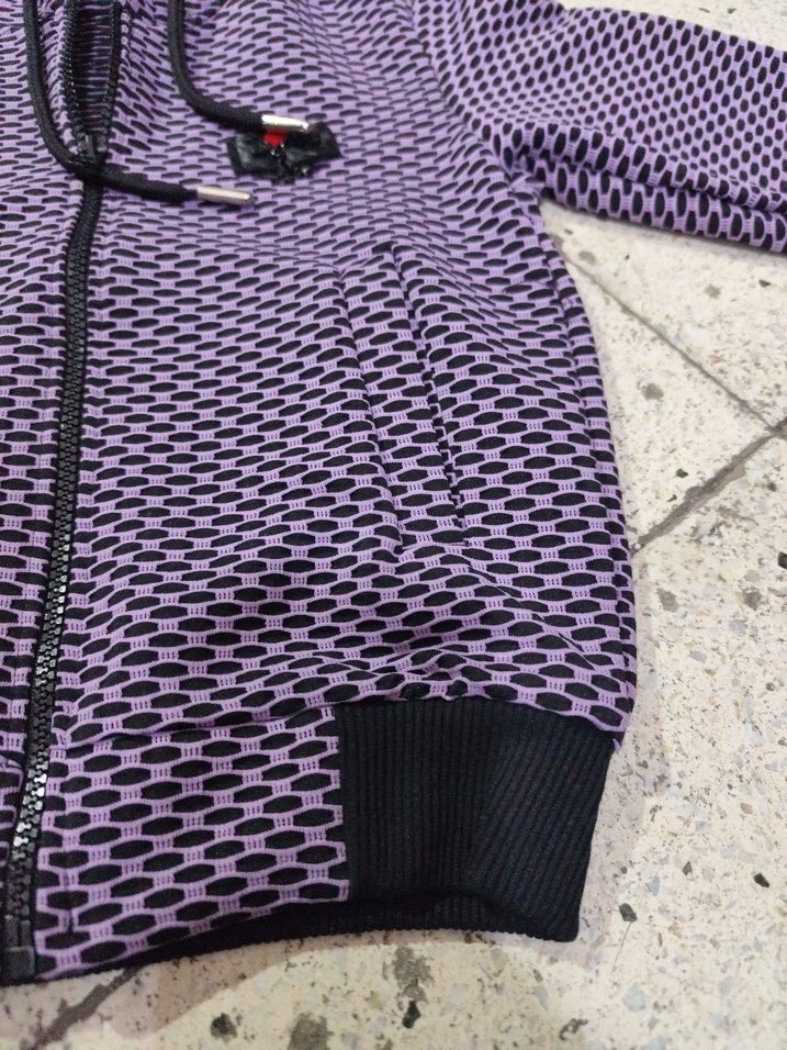 Mor Kapüşonlu Fermuarlı Kız Çocuk Ceketi - Görsel 5