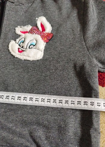 Kız Çocuk Gri Kapüşonlu Fermuarlı Sweatshirt - Görsel 5