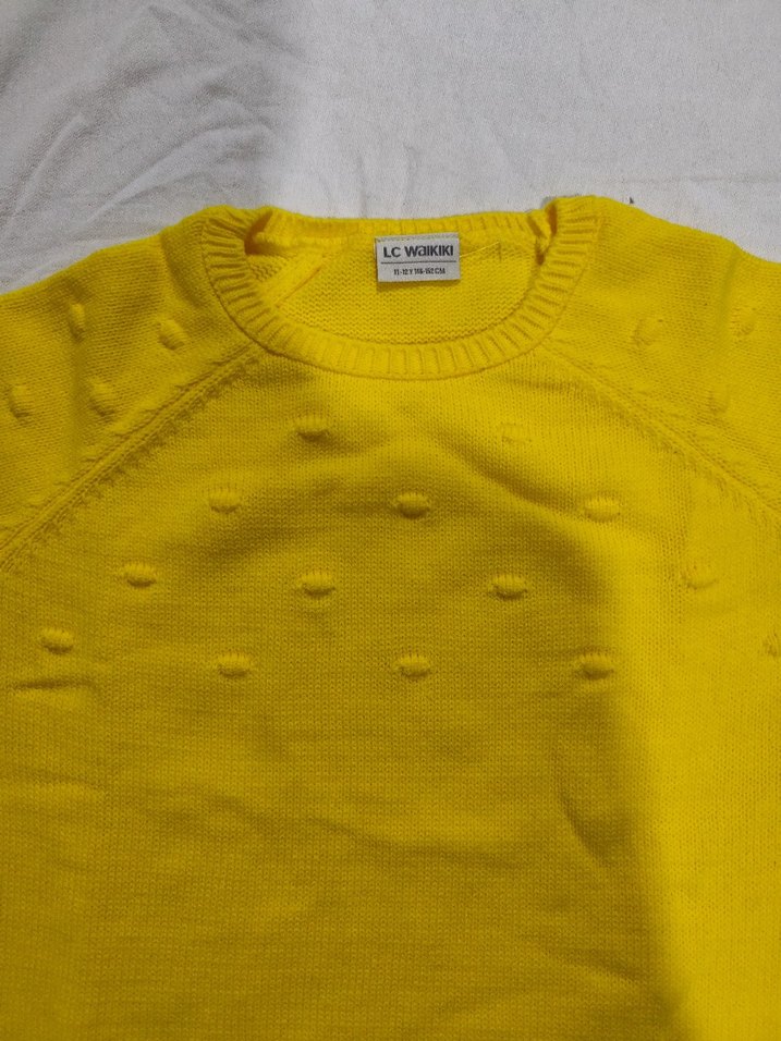 Sarı Kız Çocuk Örgü Sweatshirt - Görsel 2