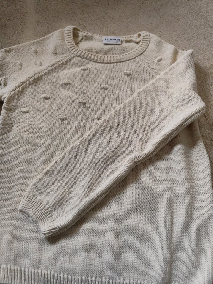 Kız Çocuk Triko Uzun Kollu Bej Kazak - Görsel 3