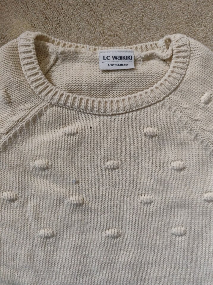 Kız Çocuk Triko Uzun Kollu Bej Kazak - Görsel 2