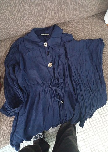 Lacivert Düğmeli Pantolonn Kadın takım - Görsel 3