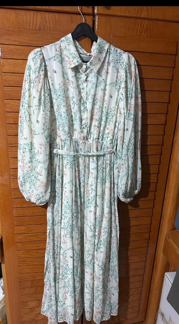 Bohem Tarz Uzun Beyaz V Yaka Elbise - Görsel 3