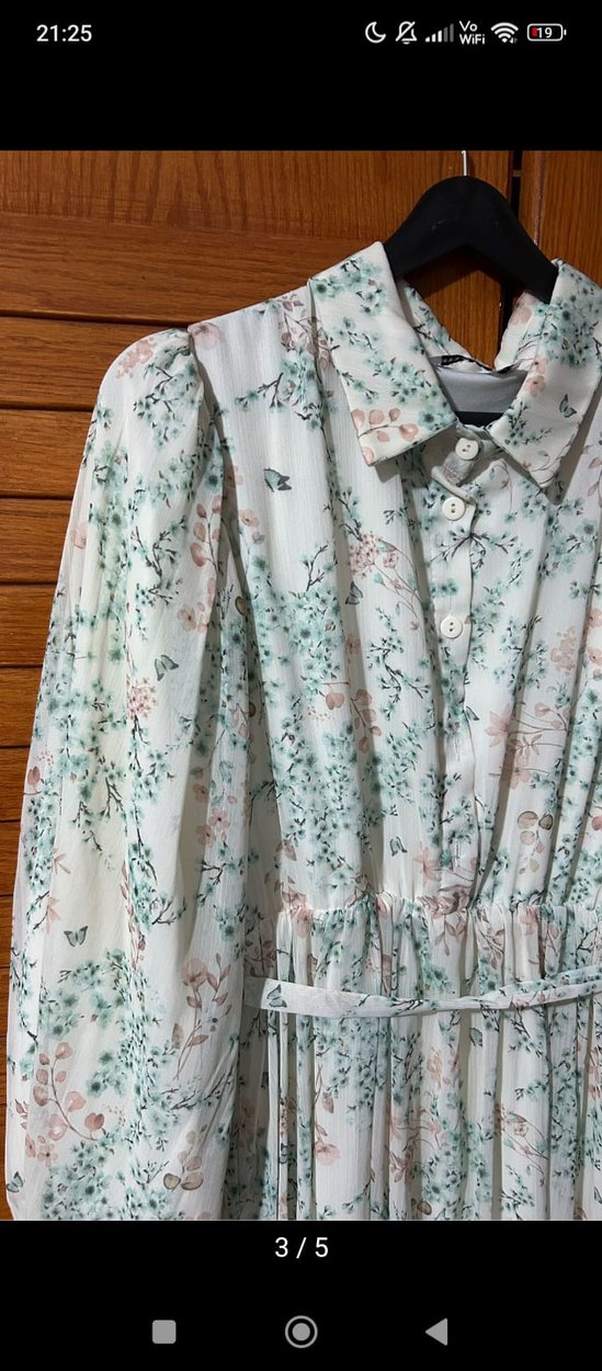 Bohem Tarz Uzun Beyaz V Yaka Elbise - Görsel 2