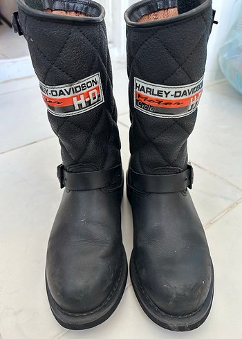Kadın Siyah Harley-Davidson Desenli Biker Çizme - Görsel 5