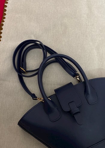 Lacivert Deri Kadın Çanta Tokalı - Görsel 2