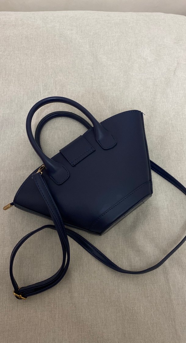 Lacivert Deri Kadın Çanta Tokalı - Görsel 3
