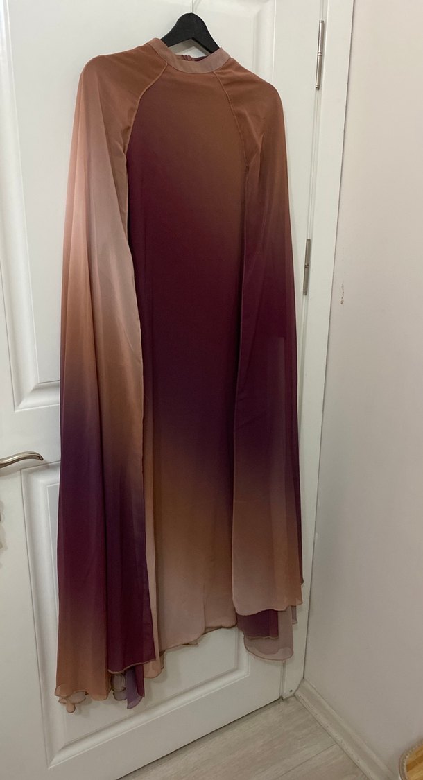 Bordo Uzun Kollu Bohem Kadın Elbise - Görsel 3