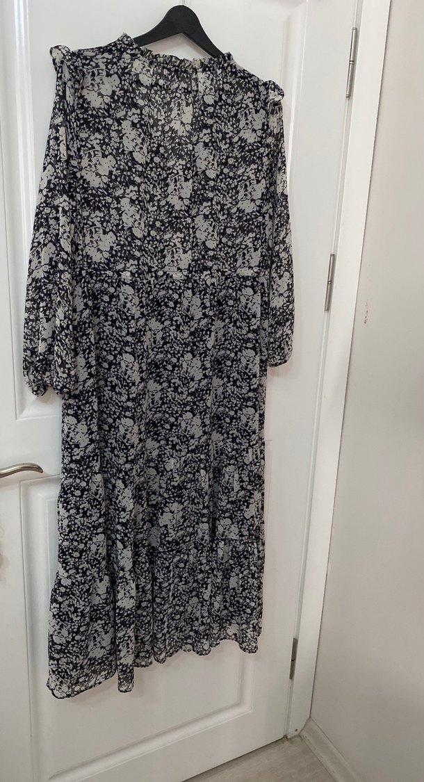 Uzun Gri Bohem Elbise - Görsel 3