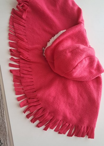 Püsküllü Kapüşonlu Kız Çocuk Panço - Görsel 2