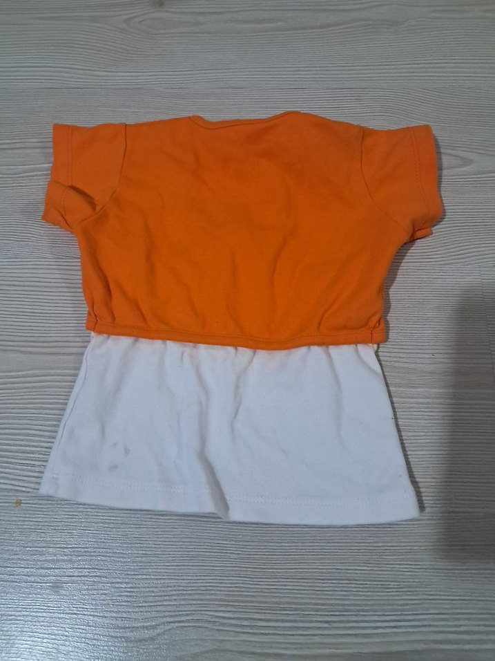 Kız Çocuk Turuncu Bolero Detaylı Beyaz Tişört - Görsel 2