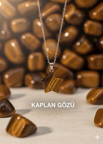 Beden doğal Taşlı Zincir Kolye