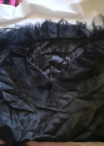 Diğer Sistina Siyah Mini Strappy Gecelik