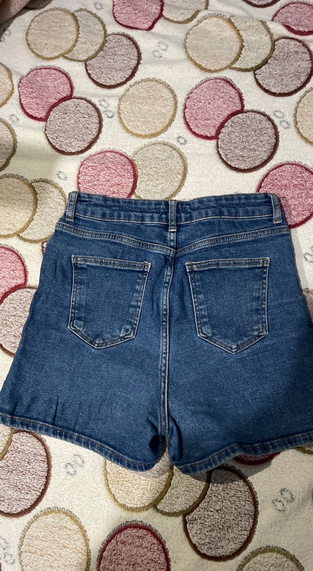Kadın Koyu Mavi Mini Denim Şort - Görsel 2