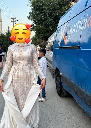 Uzun Kollu Gri Fitted Henna Elbise - Görsel 3