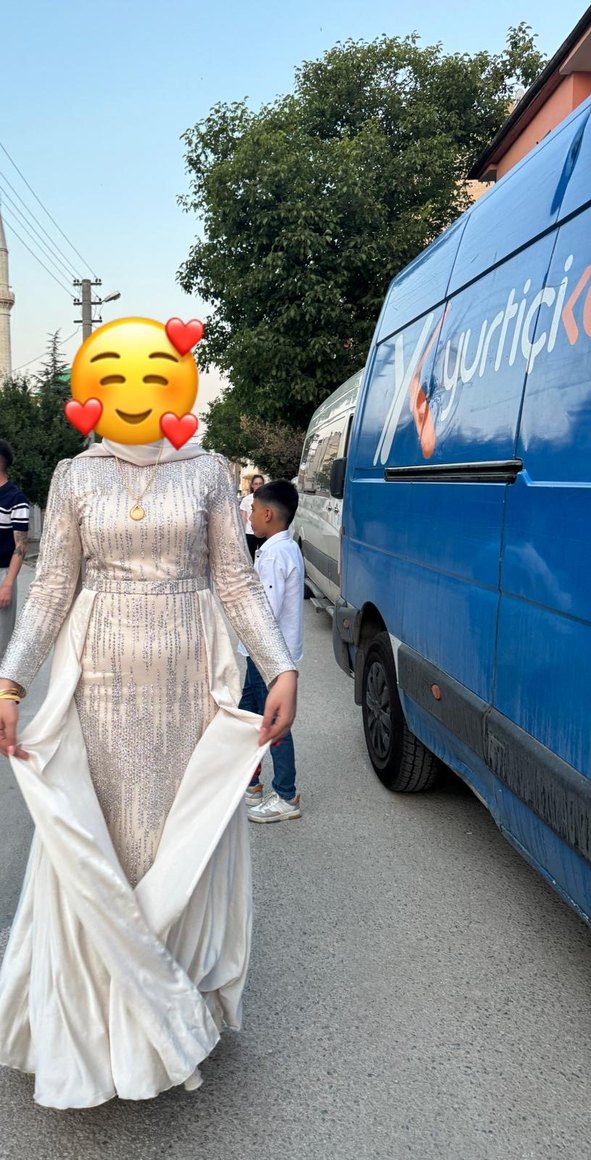 Uzun Kollu Gri Fitted Henna Elbise - Görsel 3