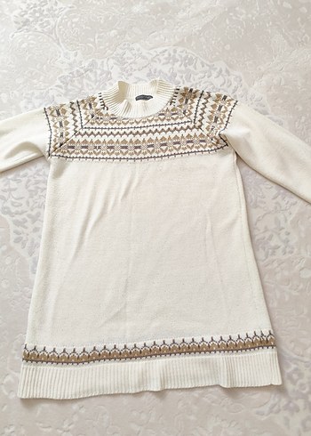 Beyaz Bohem Örgü Kadın Triko kazak - Görsel 2