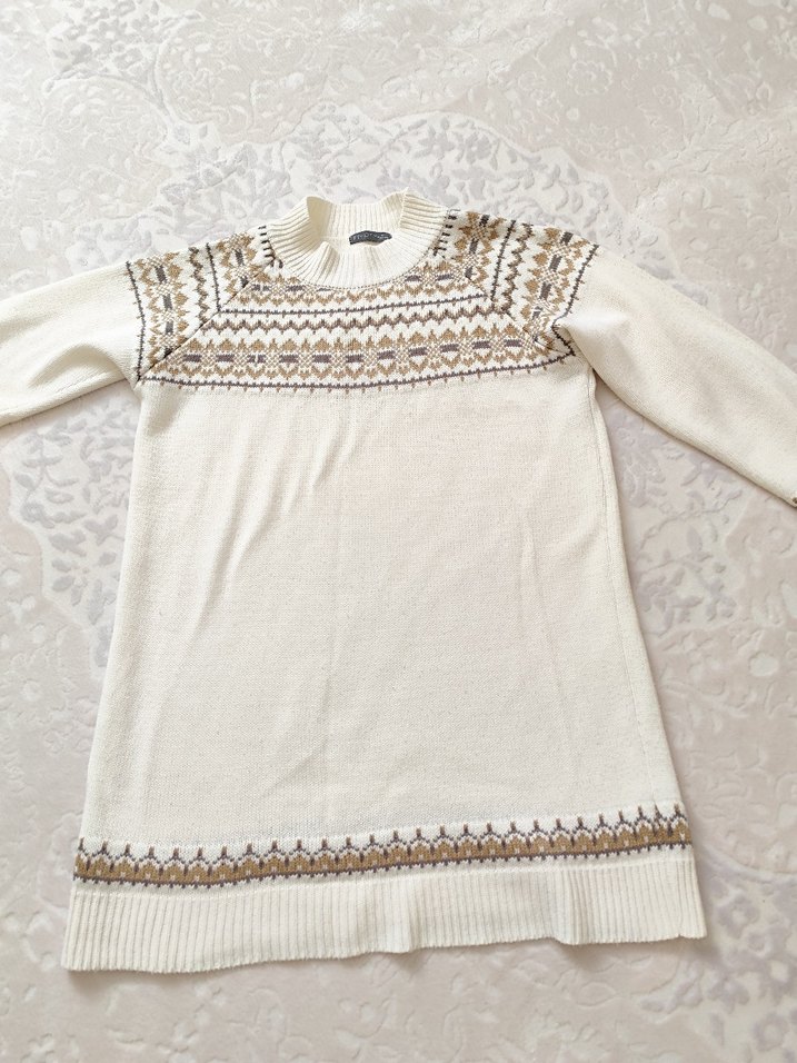 Beyaz Bohem Örgü Kadın Triko kazak - Görsel 2