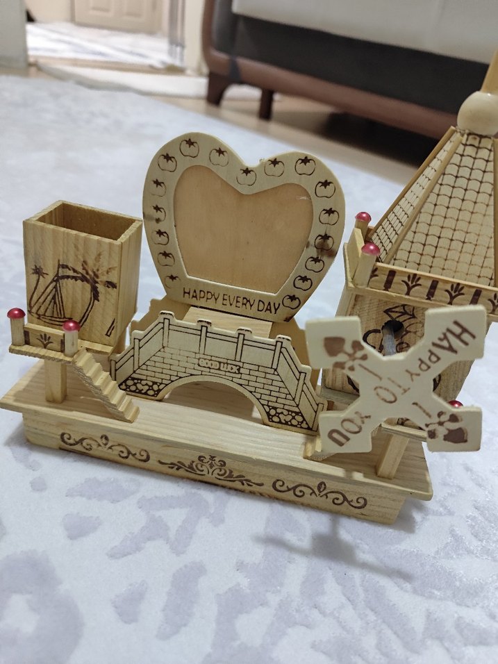 Bej Renkli Ahşap obje müzik - Görsel 2