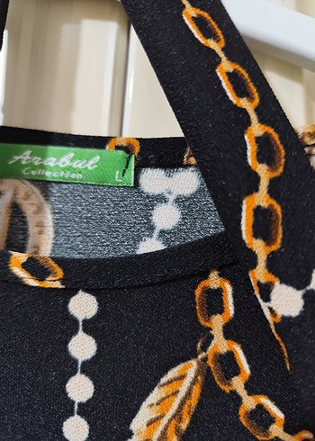 Zincir Desenli Siyah Uzun Bohem Elbise - Görsel 2