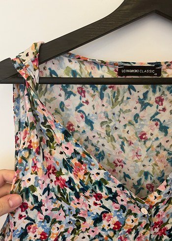 Bohem Çok Renkli V Yaka Salaş Midi Elbise - Görsel 2