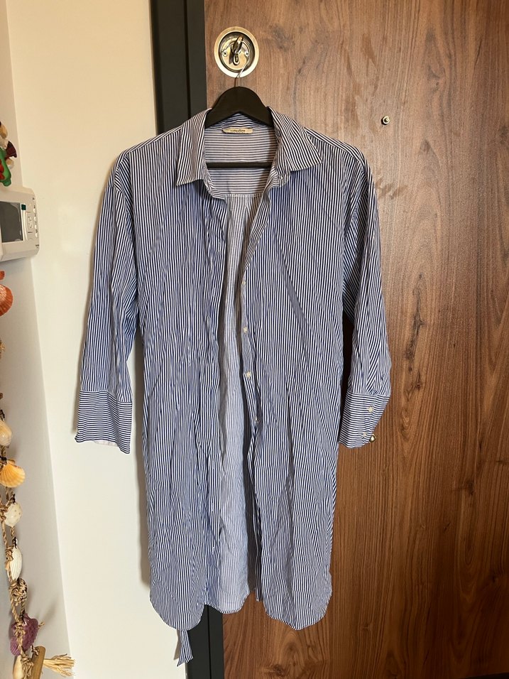 Mavi Çizgili Uzun Kollu Gömlek tunik - Görsel 2