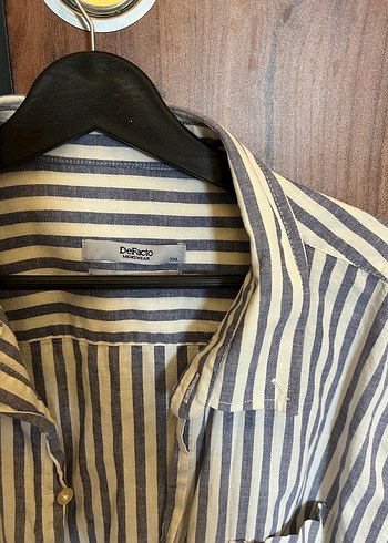 Mavi Çizgili Keten Kısa Kollu Erkek Gömlek - Görsel 2