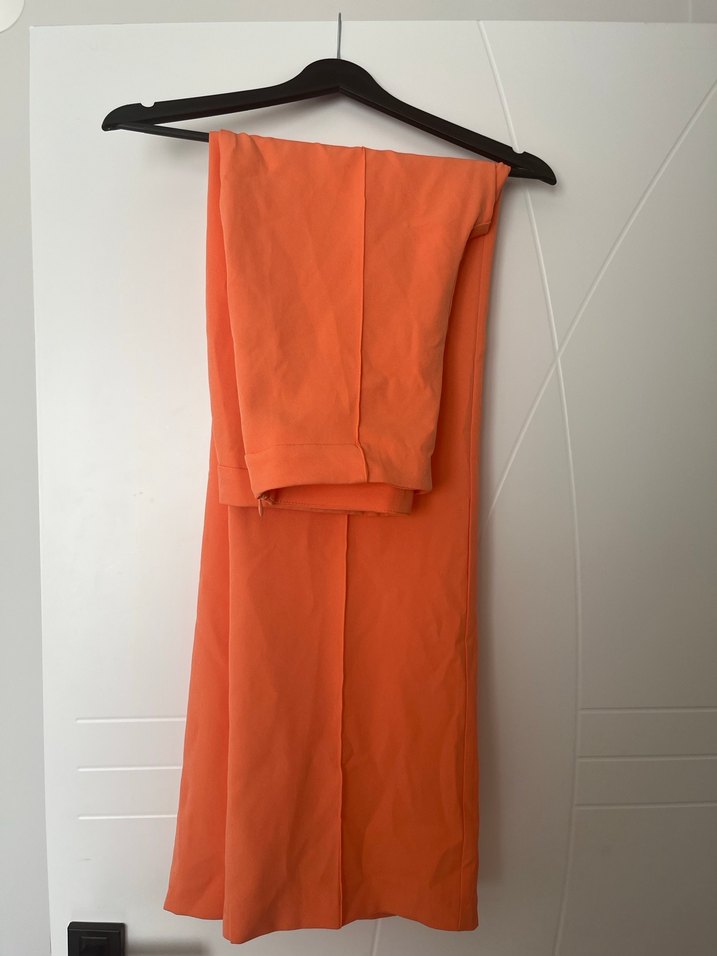 Turuncu Kadın Blazer Ceket pantolon 2li takım - Görsel 4