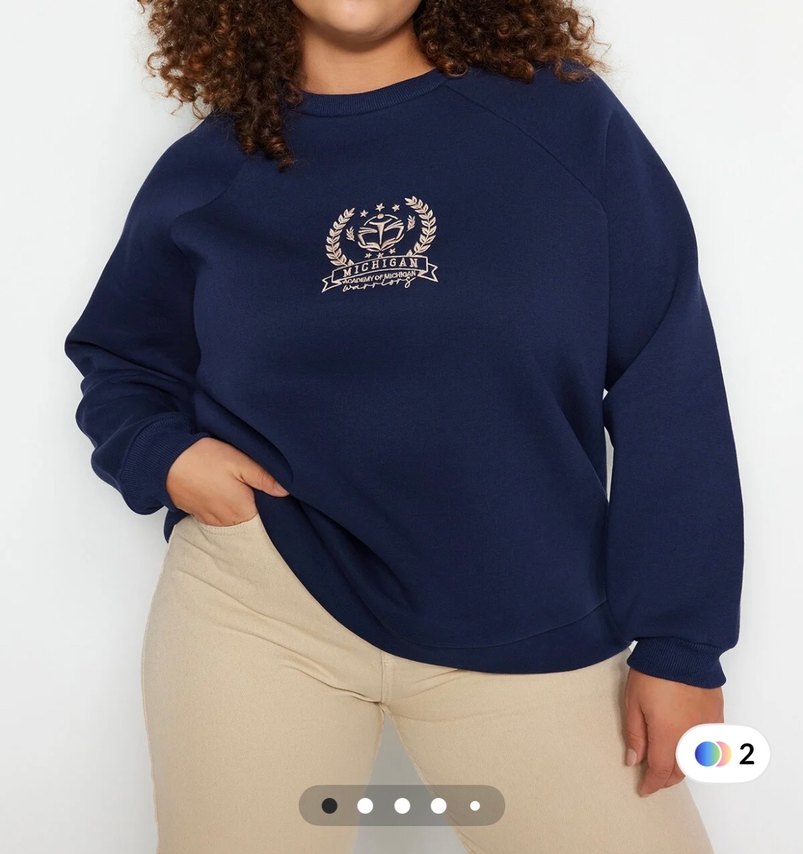 İçi polarlı Rahat Kesim Sweatshirt 4XL - Görsel 2