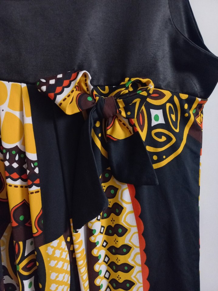 Bohem Desenli saten kumas mini elbise - Görsel 2