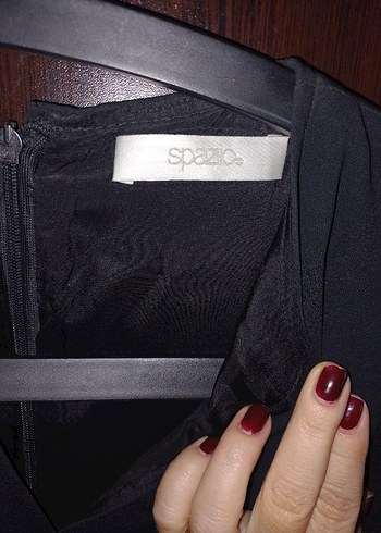 Kemerli Siyah Midi V Yaka Elbise - Görsel 2