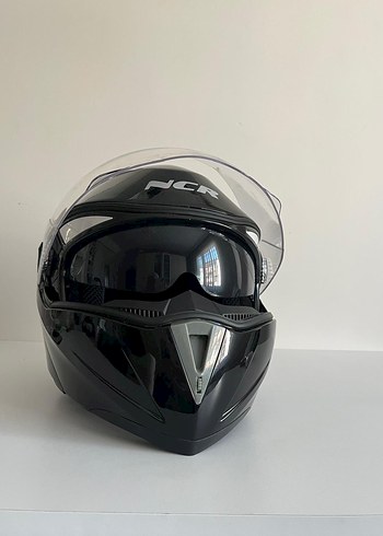 Siyah Biker Motosiklet Kaskı Şeffaf Vizörlü - Görsel 5