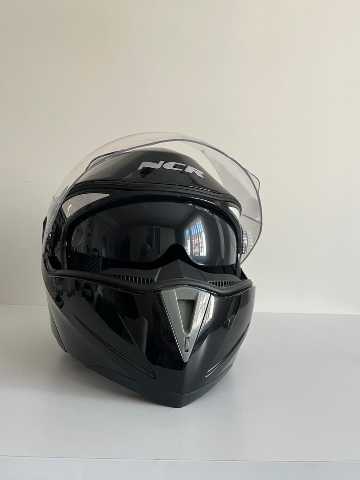 Siyah Biker Motosiklet Kaskı Şeffaf Vizörlü - Görsel 5