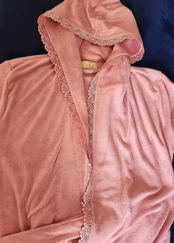 Pudra Kapüşonlu Uzun Kollu Kadın sabahlık - Görsel 2