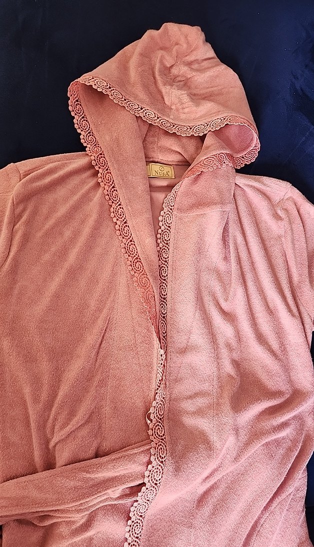 Pudra Kapüşonlu Uzun Kollu Kadın sabahlık - Görsel 2