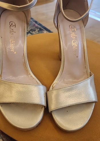 Bej Doreli Tokalı Topuklu Kadın Ayakkabı - Görsel 2