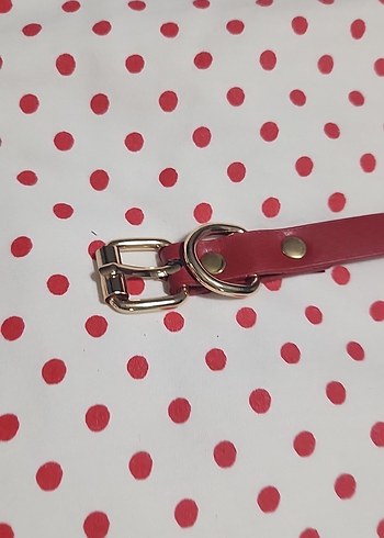 Kırmızı Deri Tokalı Kadın Kemer - Görsel 2