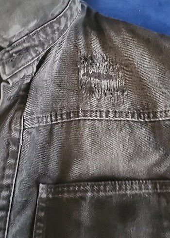 Düğmeli Siyah Kot Erkek Ceket - Görsel 6