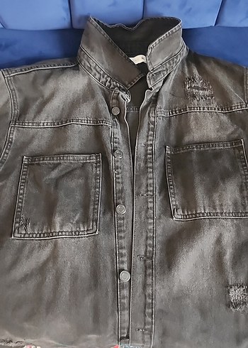 Düğmeli Siyah Kot Erkek Ceket - Görsel 5