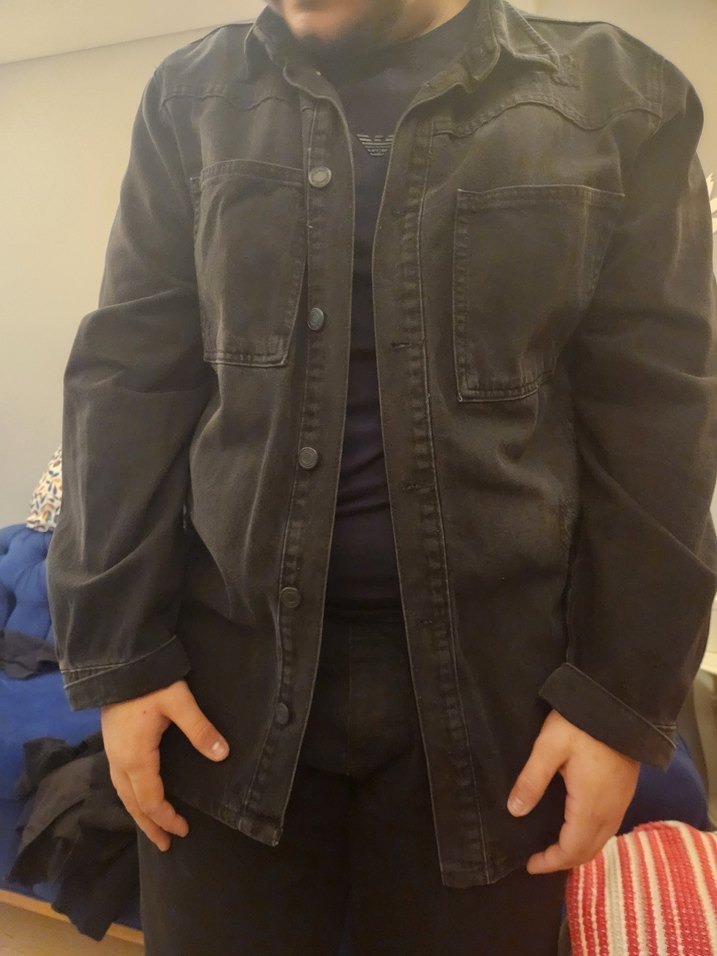 Düğmeli Siyah Kot Erkek Ceket - Görsel 2