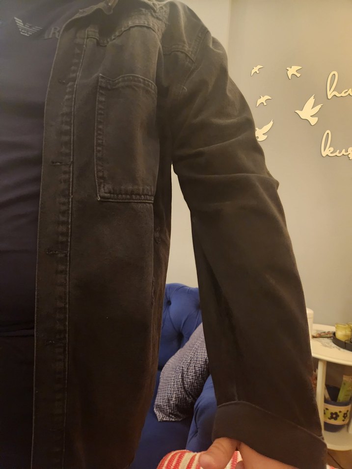 Düğmeli Siyah Kot Erkek Ceket - Görsel 3