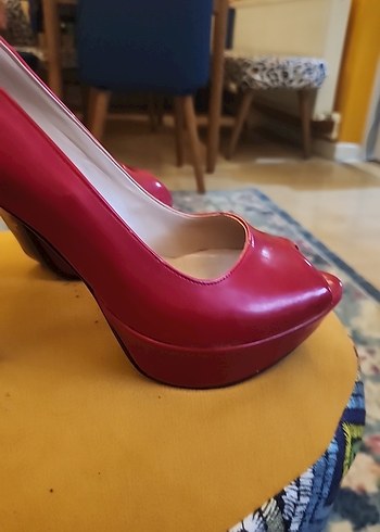 Parlak Kırmızı Kadın Stiletto Topuklu Ayakkabı - Görsel 6