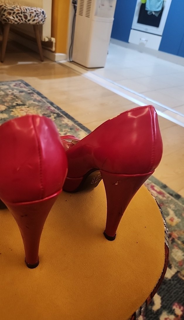 Parlak Kırmızı Kadın Stiletto Topuklu Ayakkabı - Görsel 4